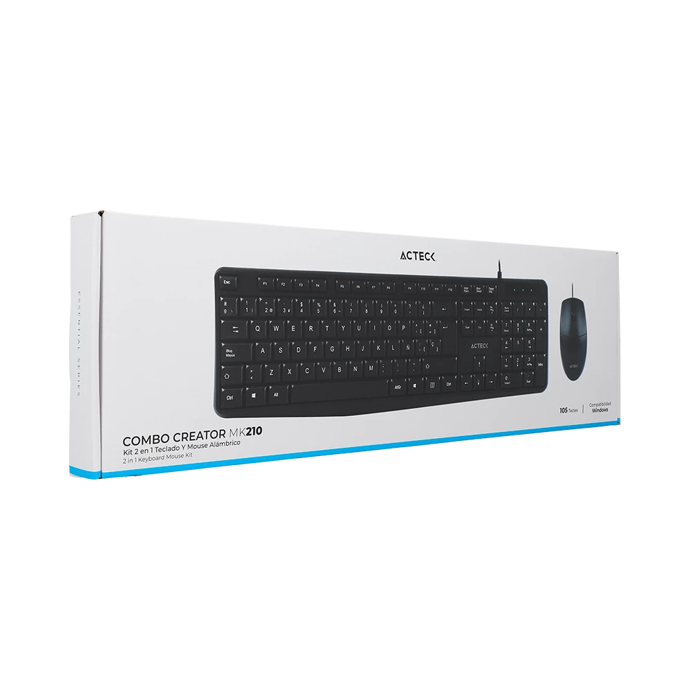 Combo 2 en 1 Alámbrico Teclado y Mouse | Creator MK210 | Negro