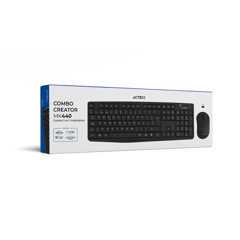Combo 2 en 1 Inalámbrico teclado y mouse | Creator MK440 | Negro