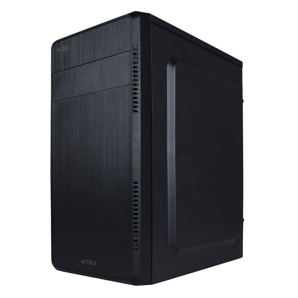 Gabinete Compacto Mini Torre | Kioto GC240 | Max MB M-ATX Fuente ATX 500 W | 1x USB 3.0 + 1x USB 2.0 + 1x Fan | Full Metálico + Frente Sólido | Negro