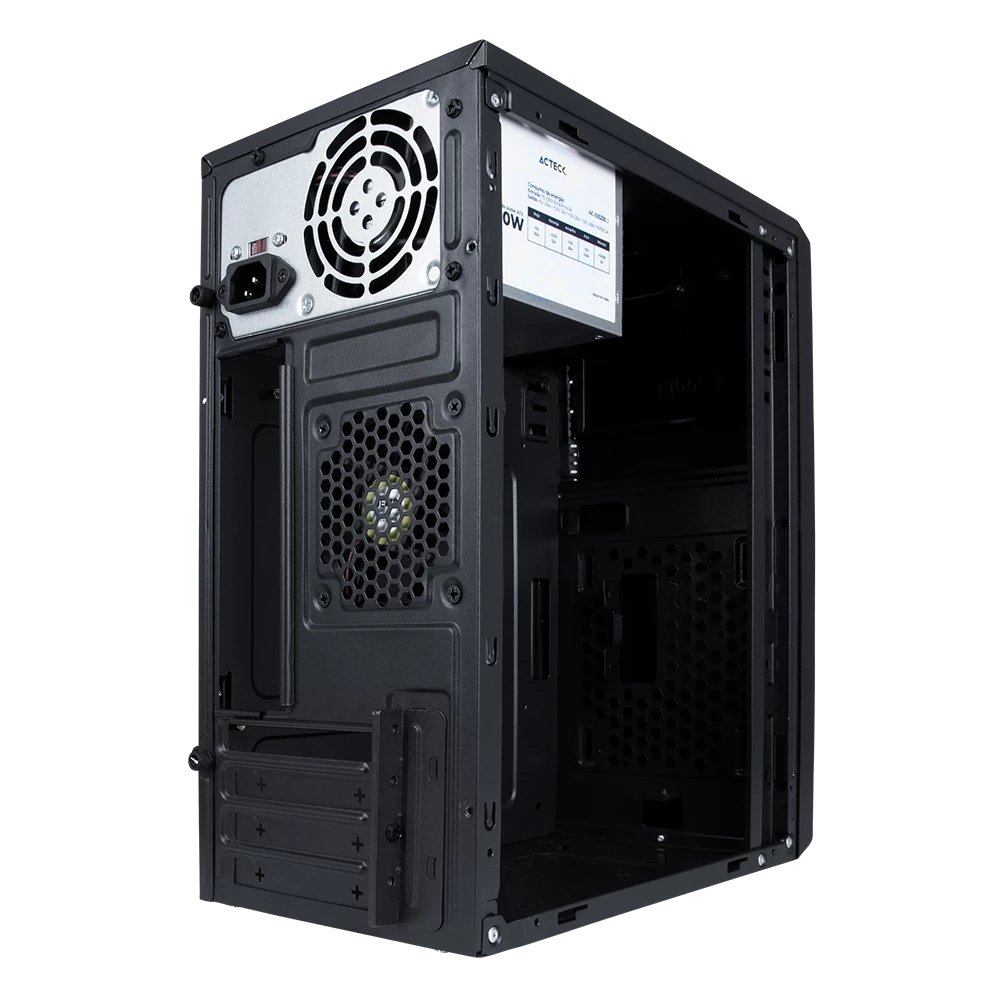Gabinete Compacto Mini Torre | Kioto GC240 | Max MB M-ATX Fuente ATX 500 W | 1x USB 3.0 + 1x USB 2.0 + 1x Fan | Full Metálico + Frente Sólido | Negro