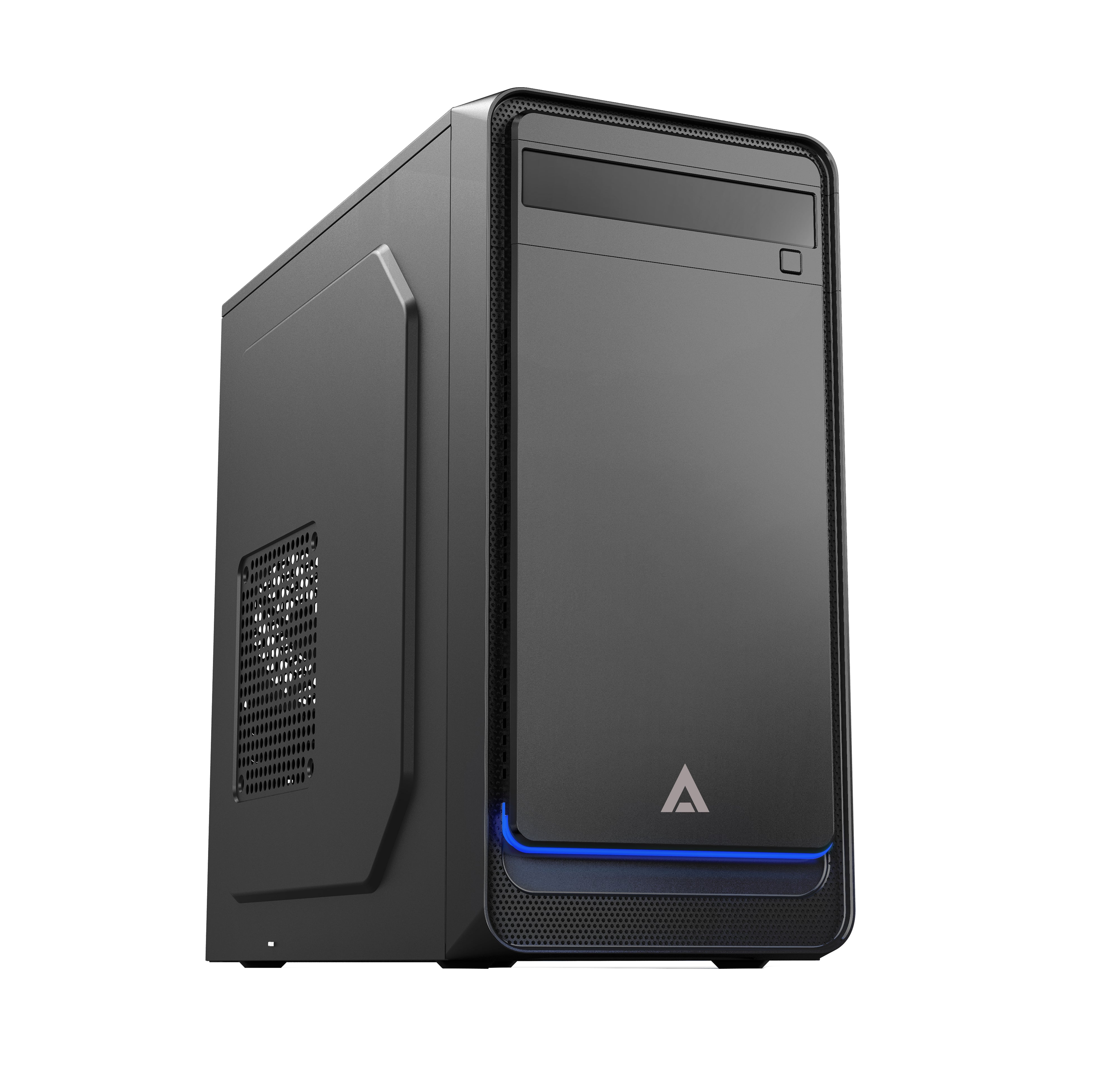 Gabinete Mini Torre 1 Tokio GI640 | Max MB M-ATX Fuente ATX 500 W | 2x USB 3.0 + 1xFan | Full Metálico + Frente Sólido | Negro