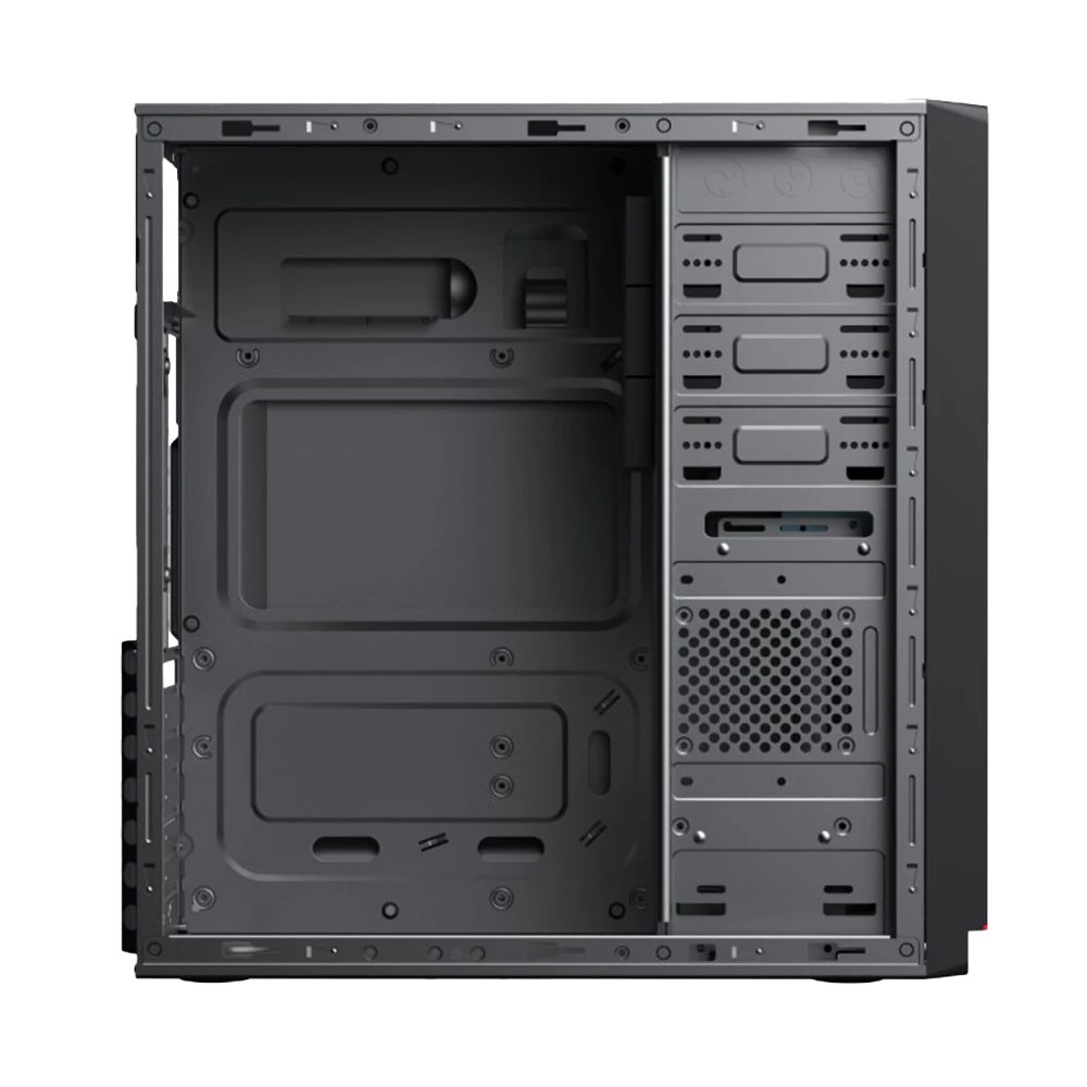 Gabinete Mini Torre 1 Tokio GI640 | Max MB M-ATX Fuente ATX 500 W | 2x USB 3.0 + 1xFan | Full Metálico + Frente Sólido | Negro