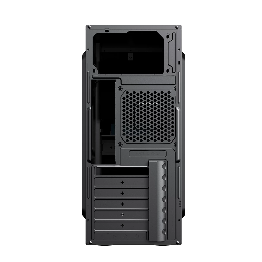 Gabinete Mini Torre 1 Tokio GI640 | Max MB M-ATX Fuente ATX 500 W | 2x USB 3.0 + 1xFan | Full Metálico + Frente Sólido | Negro