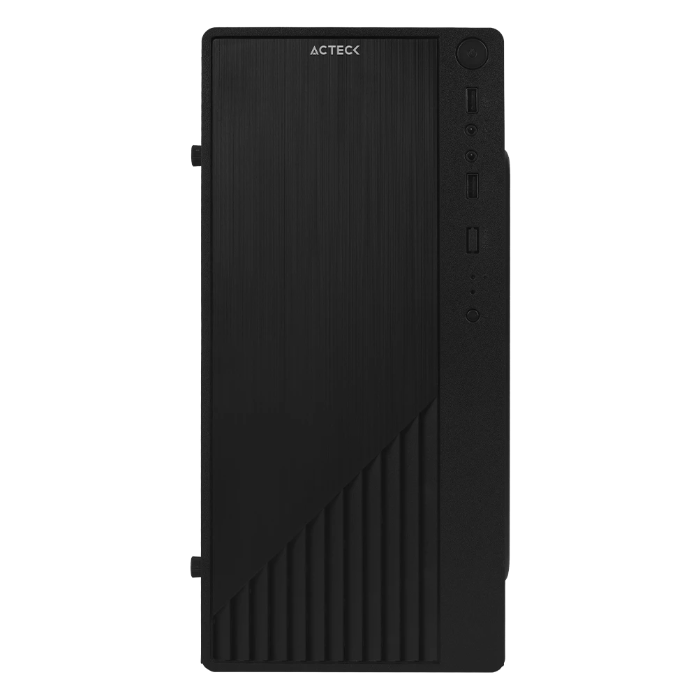 Gabinete Compacto Mini Torre | Kioto GC220 | Max MB M-ATX + Fuente ATX 500 W + 2x USB 2.0 + Panel Izq Acrilico + Frente Solido | Negro