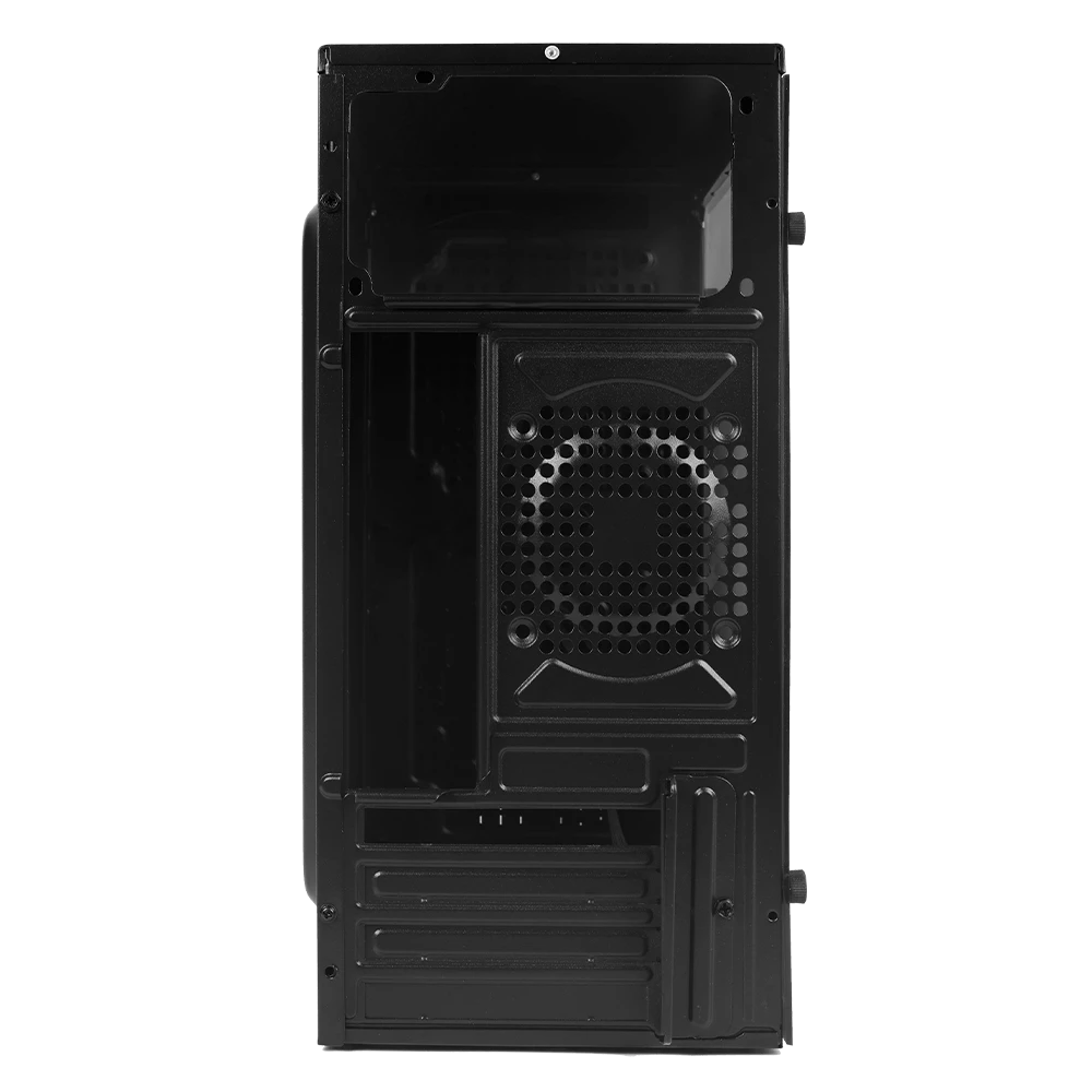 Gabinete Compacto Mini Torre | Kioto GC220 | Max MB M-ATX + Fuente ATX 500 W + 2x USB 2.0 + Panel Izq Acrilico + Frente Solido | Negro