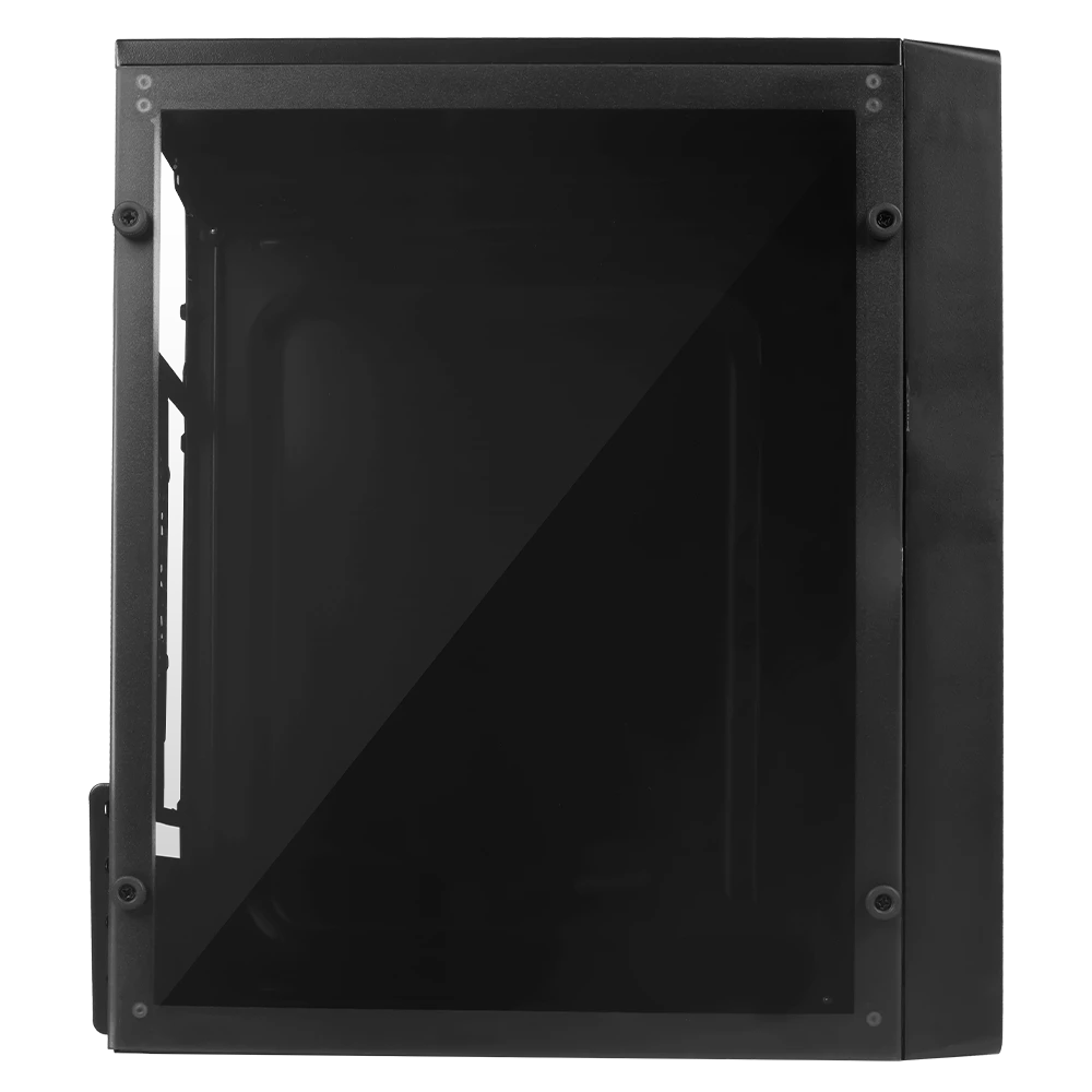 Gabinete Compacto Mini Torre | Kioto GC220 | Max MB M-ATX + Fuente ATX 500 W + 2x USB 2.0 + Panel Izq Acrilico + Frente Solido | Negro