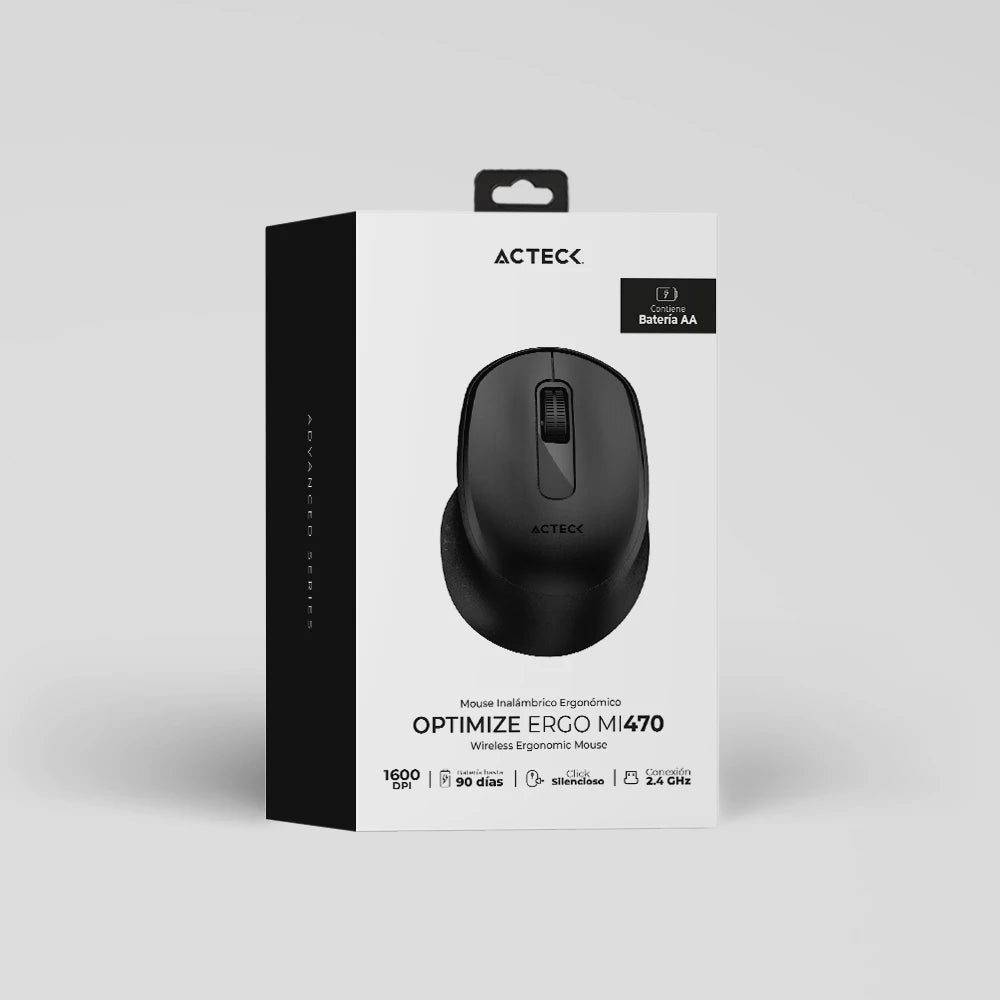 Mouse Ergonómico Inalámbrico | Optimize Ergo MI470 | Negro