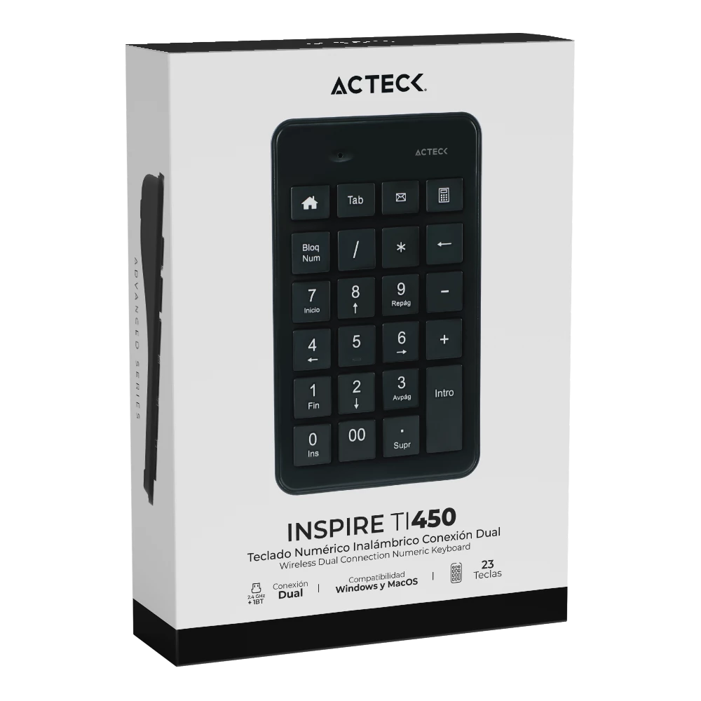 Teclado Numérico Multidispositivo | Inspire Pad TN450 | Inalámbrico 2.4 Ghz + 2 Modos BT