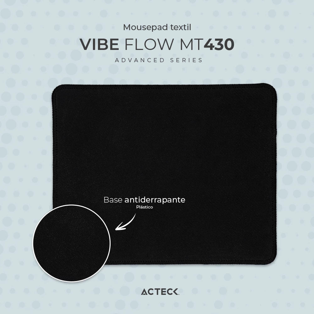 Alfombrilla para Mouse | Vibe Flow MT430 | Superficie Plana y Suave Acabado de Tela y Base antideslizante + 25x20cm | Advanced Series Grafito