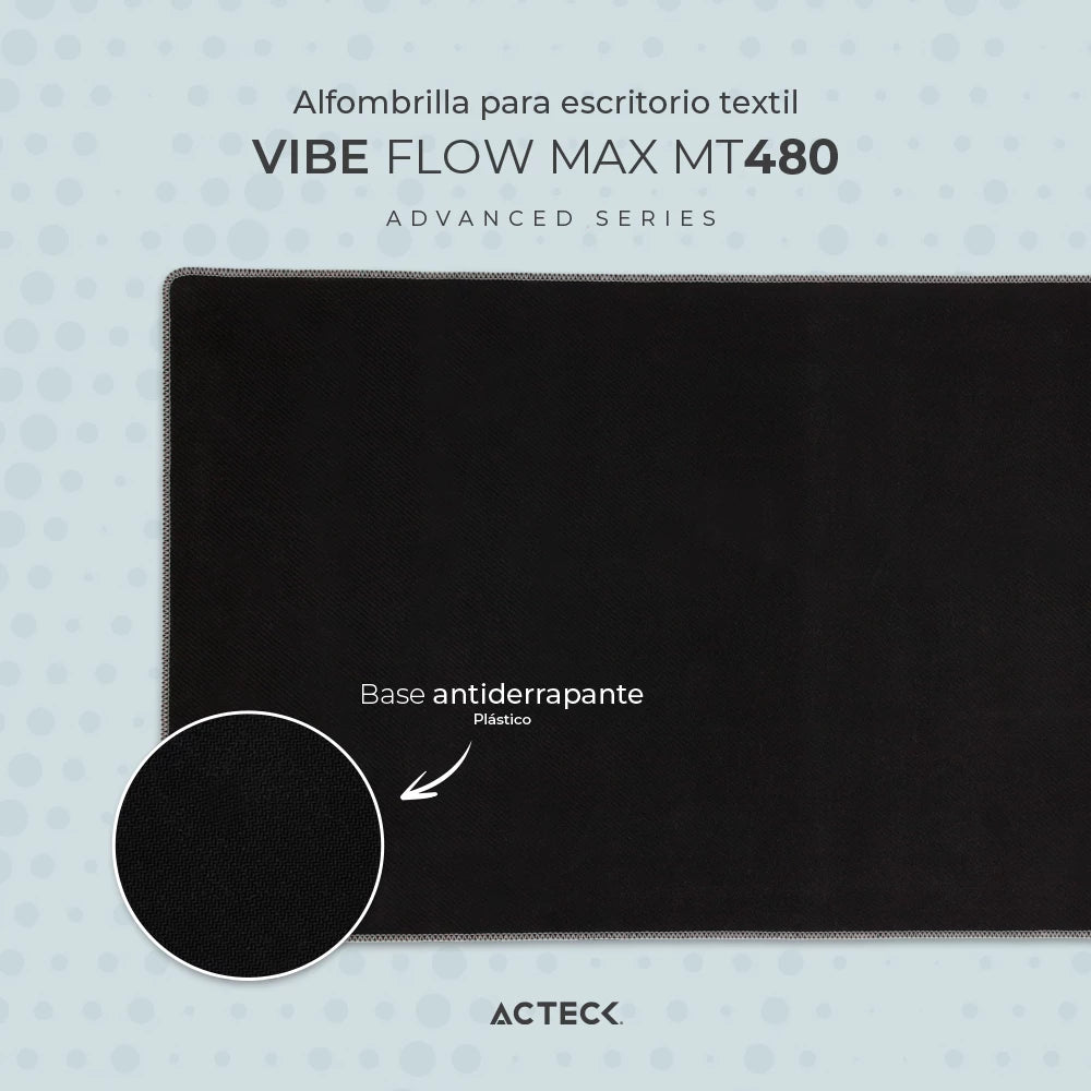 Alfombrilla para Escritorio | Vibe Flow Max MT480 | Superficie Suave Acabado de Tela y Base antideslizante + 90x40cm | Advanced SeriesGris Claro