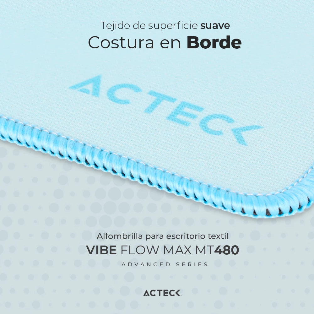 Alfombrilla para Escritorio | Vibe Flow Max MT480 | Superficie Suave Acabado de Tela y Base antideslizante + 90x40cm | Advanced Series Azul Claro