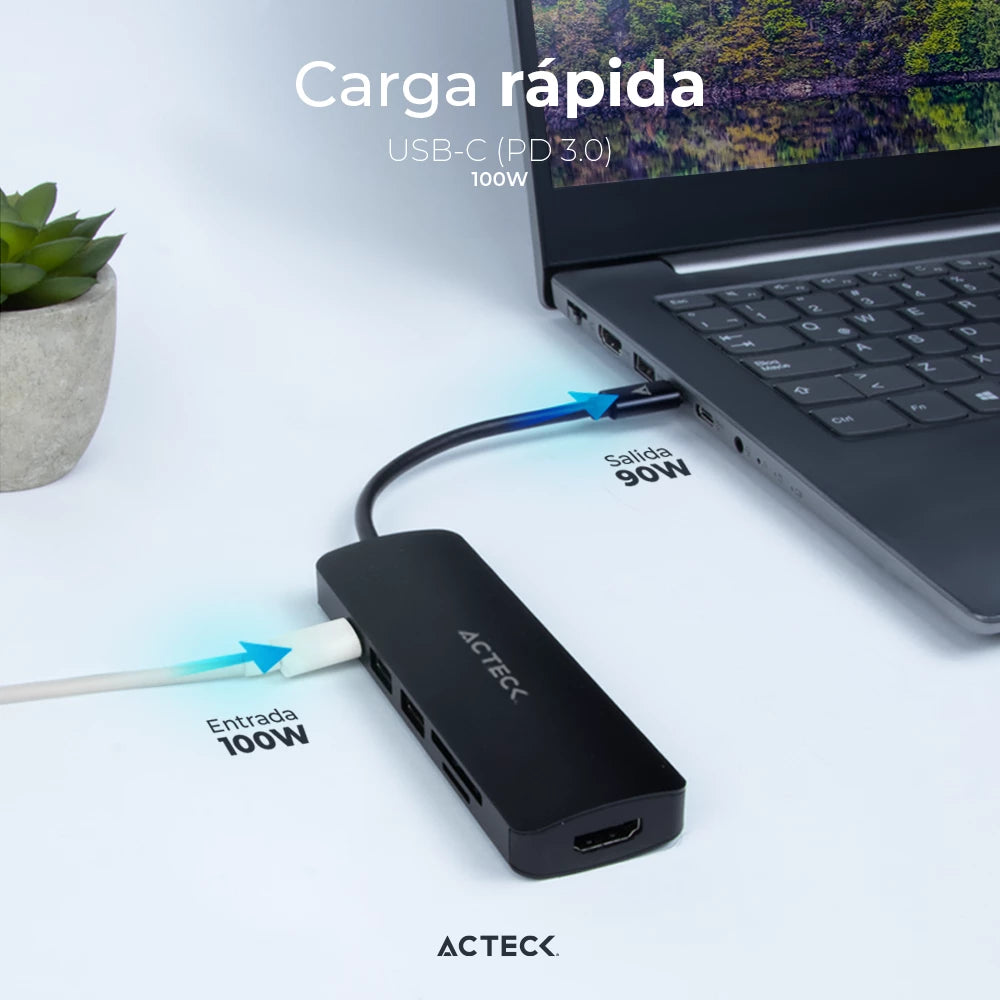 HUB USB C | Gate 6 DH660 | 4K Hdmi + 1xUSB A 3.0 + 1xUSB A 2.0 + TF/SD + USB C PD Charging 60W