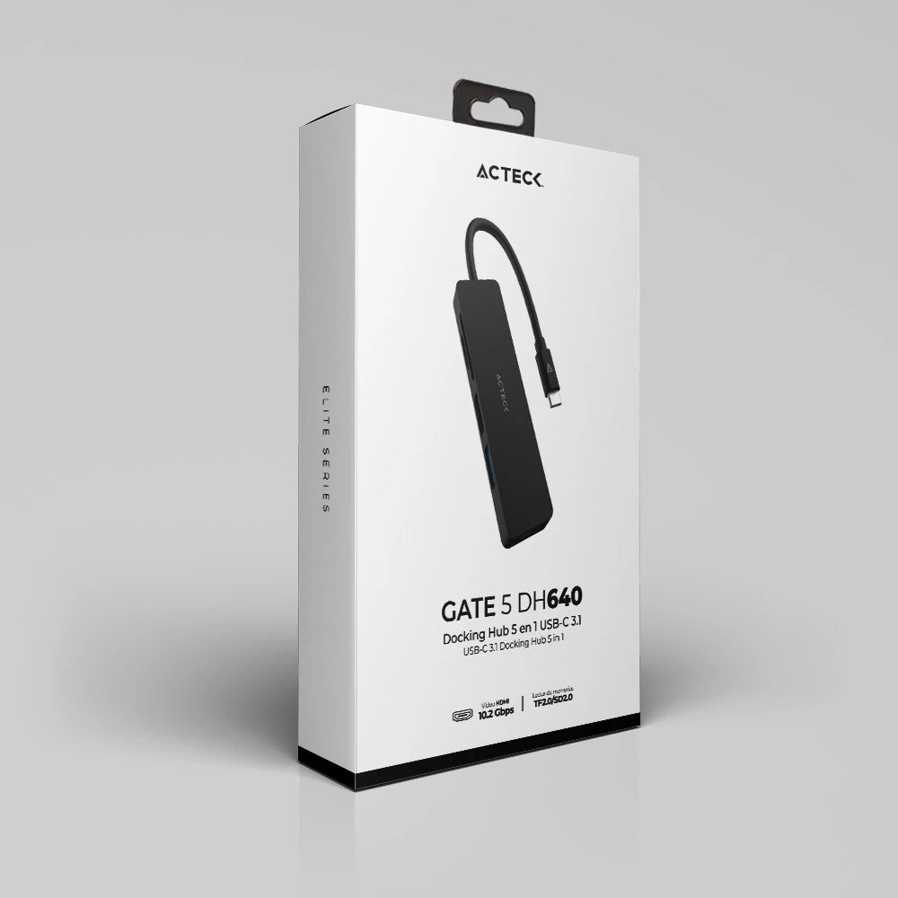 Hub USB C Gate 5 | DH640 5 en 1 | Negro
