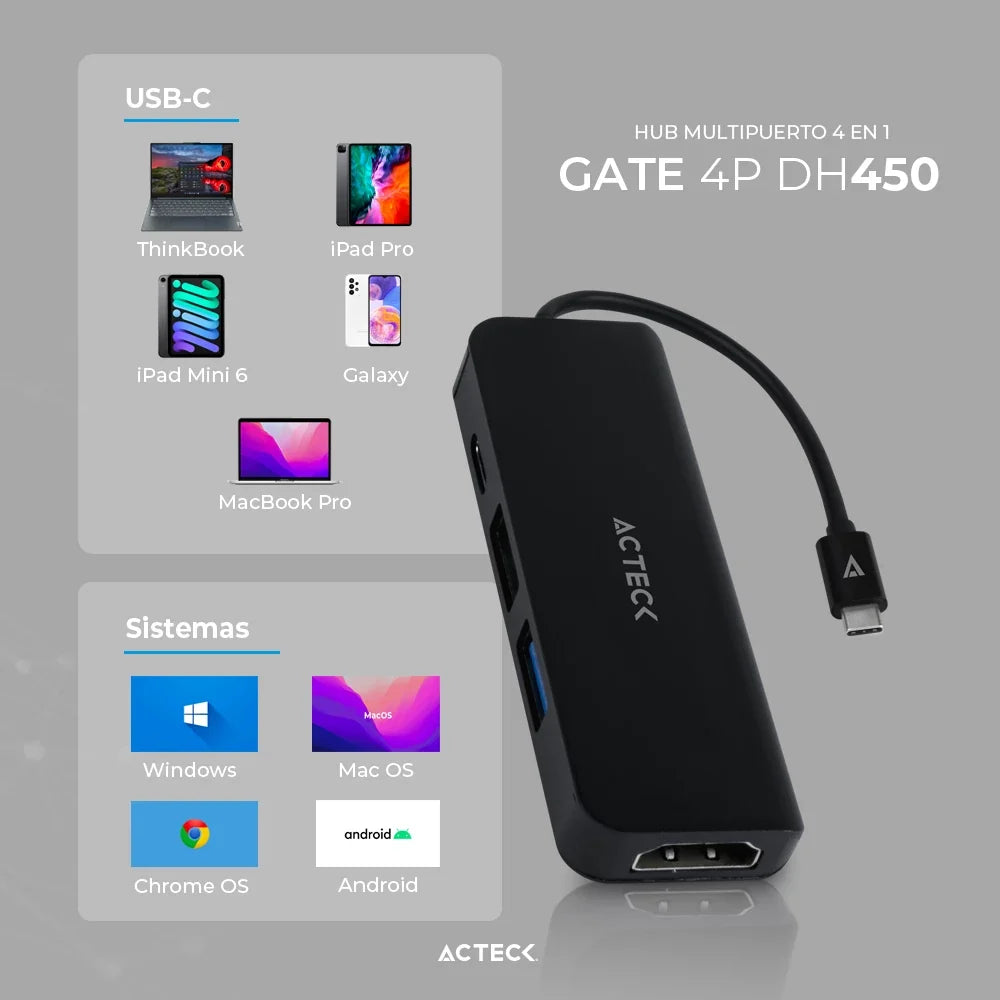 HUB USB C | Gate 5P DH645 | Negro
