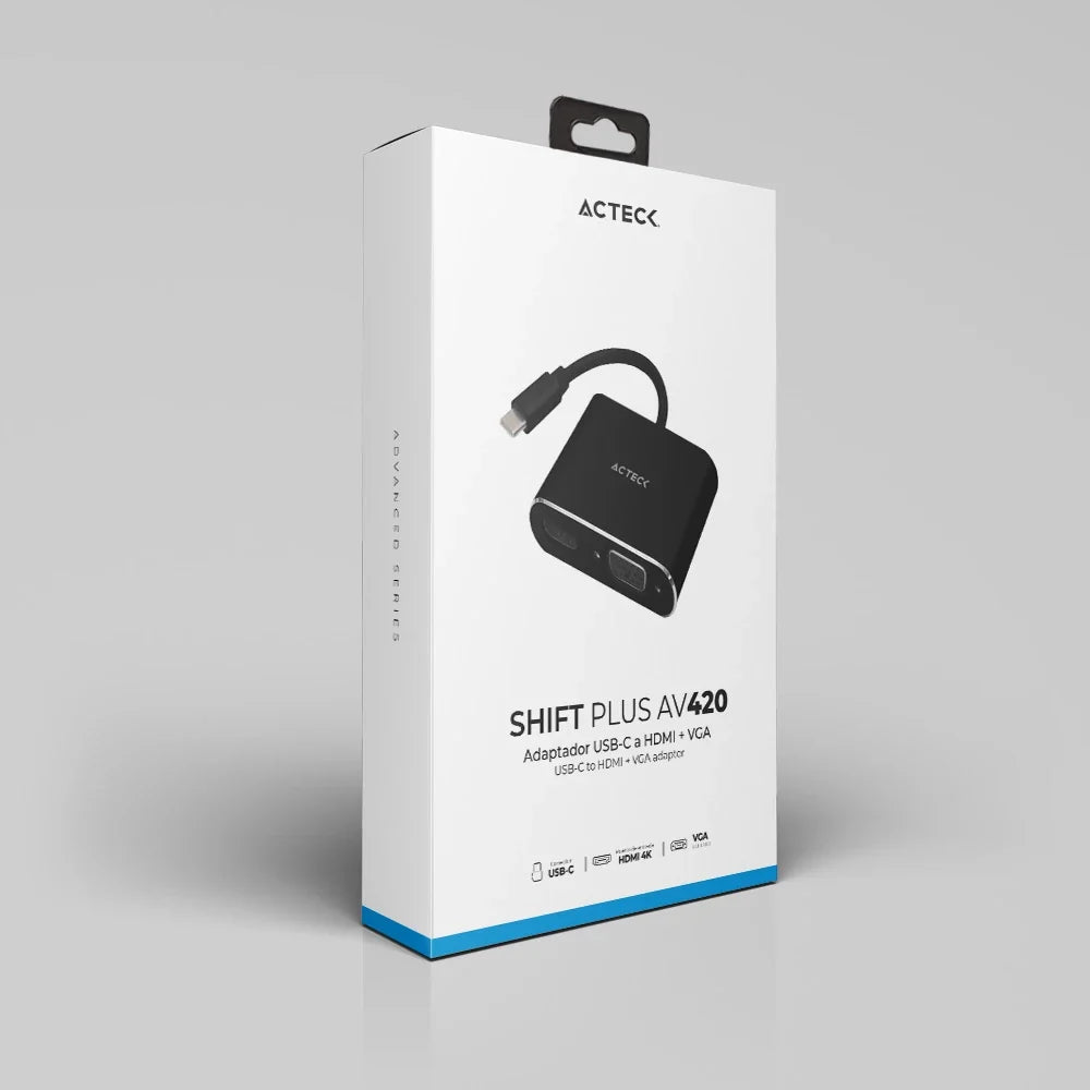 Adaptador USB C a HDMI + VGA | Shift Plus AV420 | Negro