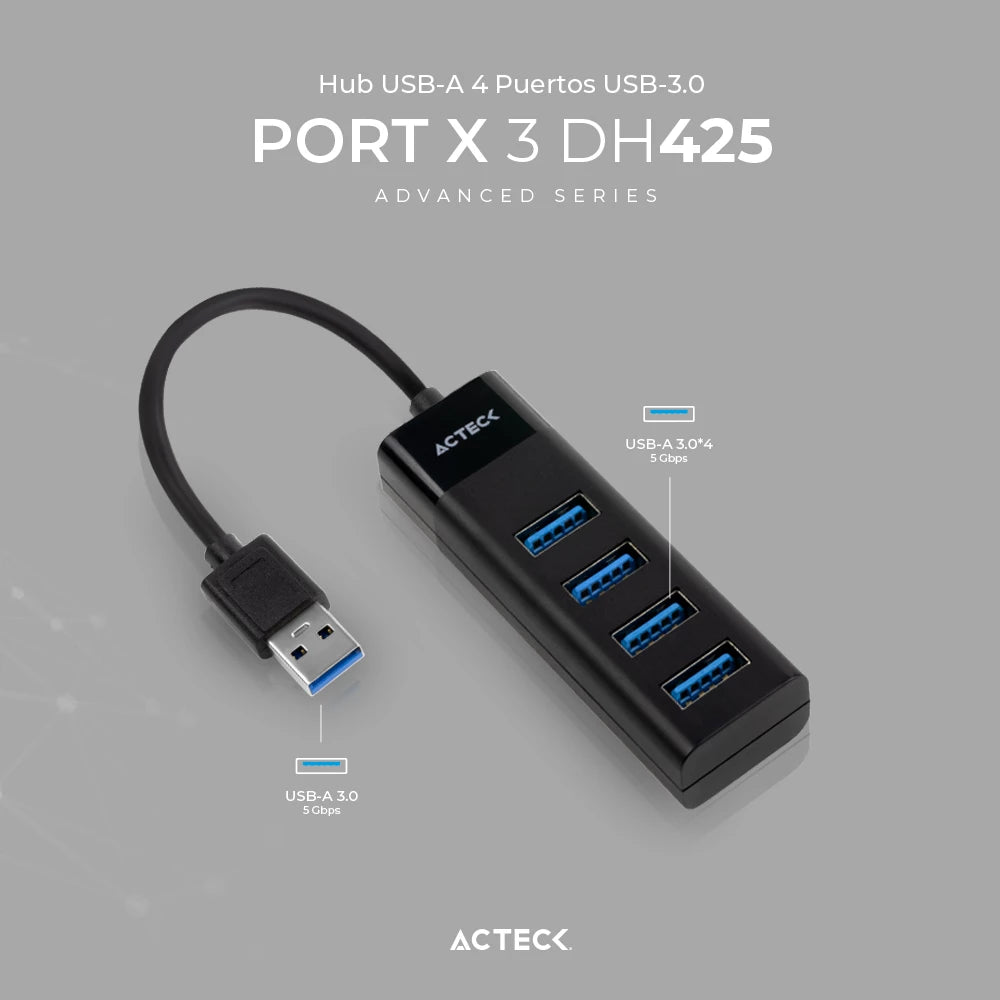 HUB USB A | Port X3 DH425 | Negro