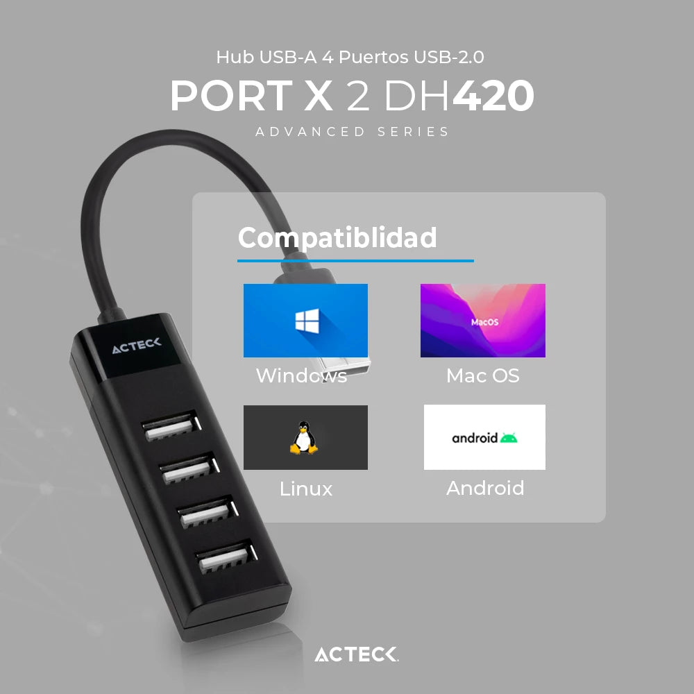 HUB USB A | Port X2 DH420 | Negro