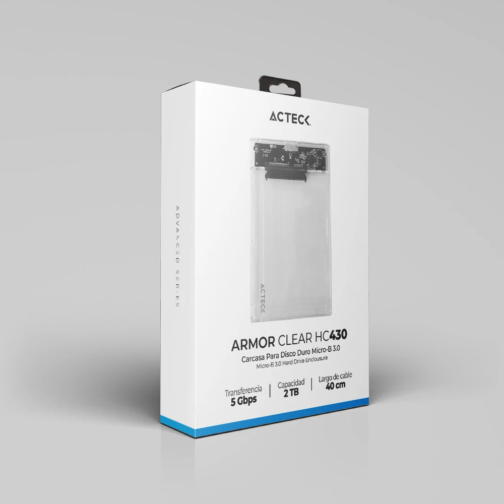 Enclosure HDD | Armor Clear HC430 | USB Micro B + SATA + 2 TB + USB A 3.0 + 5 Gbps de Velocidad + Tool less