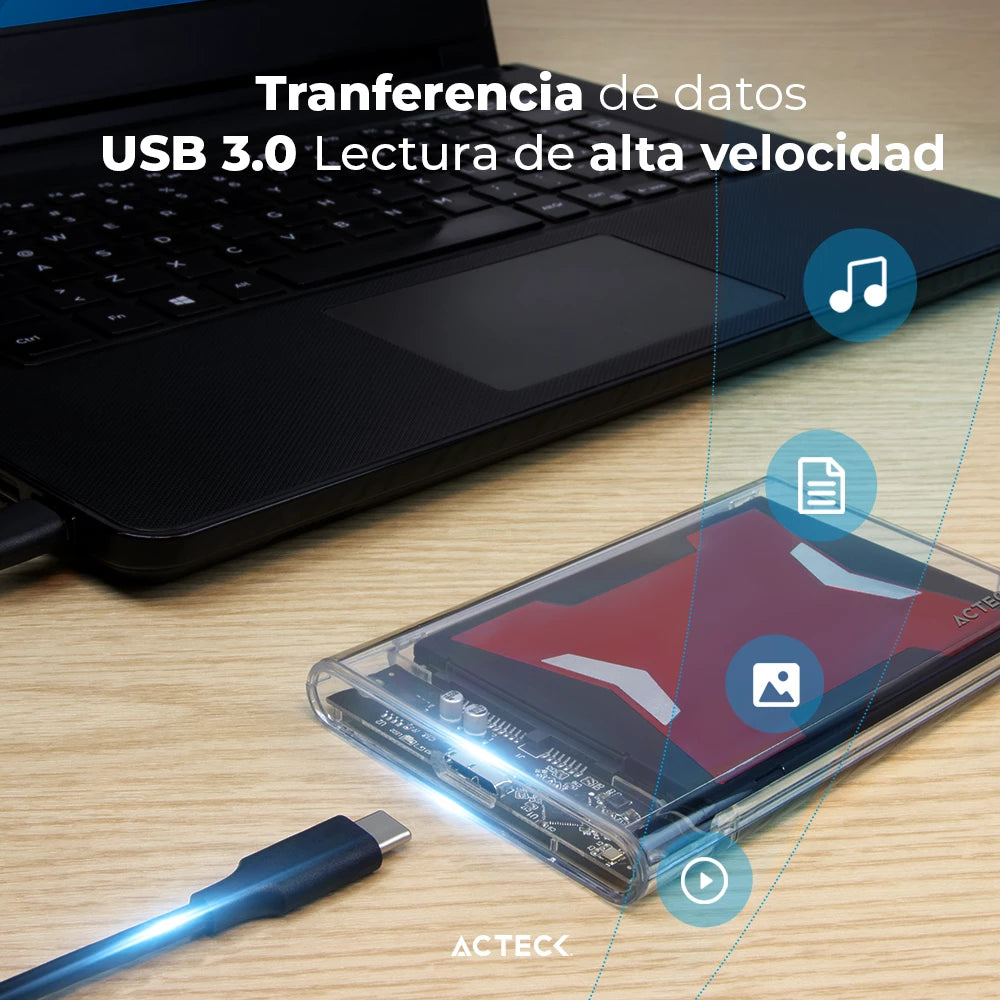 Enclosure HDD | Armor Clear HC430 | USB Micro B + SATA + 2 TB + USB A 3.0 + 5 Gbps de Velocidad + Tool less