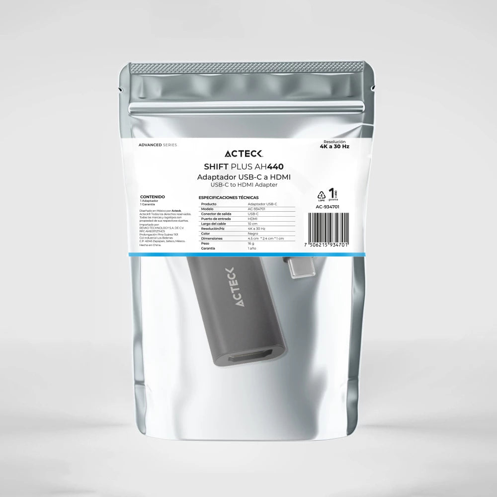 Adaptador USB C a HDMI | Shift Plus AH440 | Negro