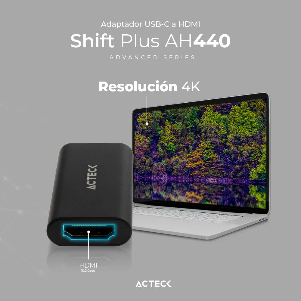 Adaptador USB C a HDMI | Shift Plus AH440 | Negro