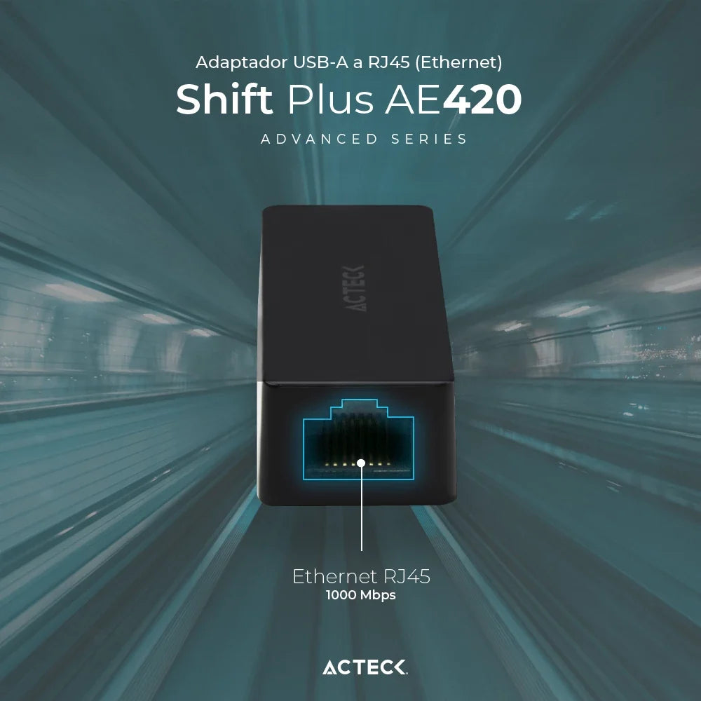 Adaptador USB A a Ethernet RJ45 | Shift Plus AE420 | Negro