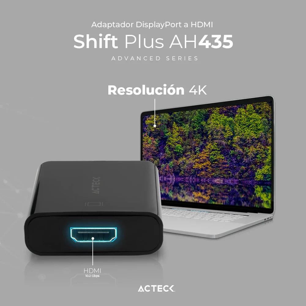 Adaptador DisplayPort a HDMI | Shift Plus AH435 | Negro
