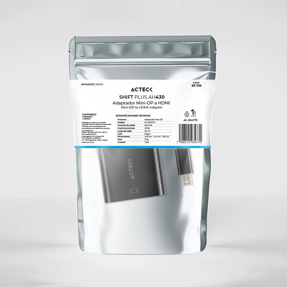 Adaptador Mini DisplayPort a HDMI | Shift Plus AH430 | Negro