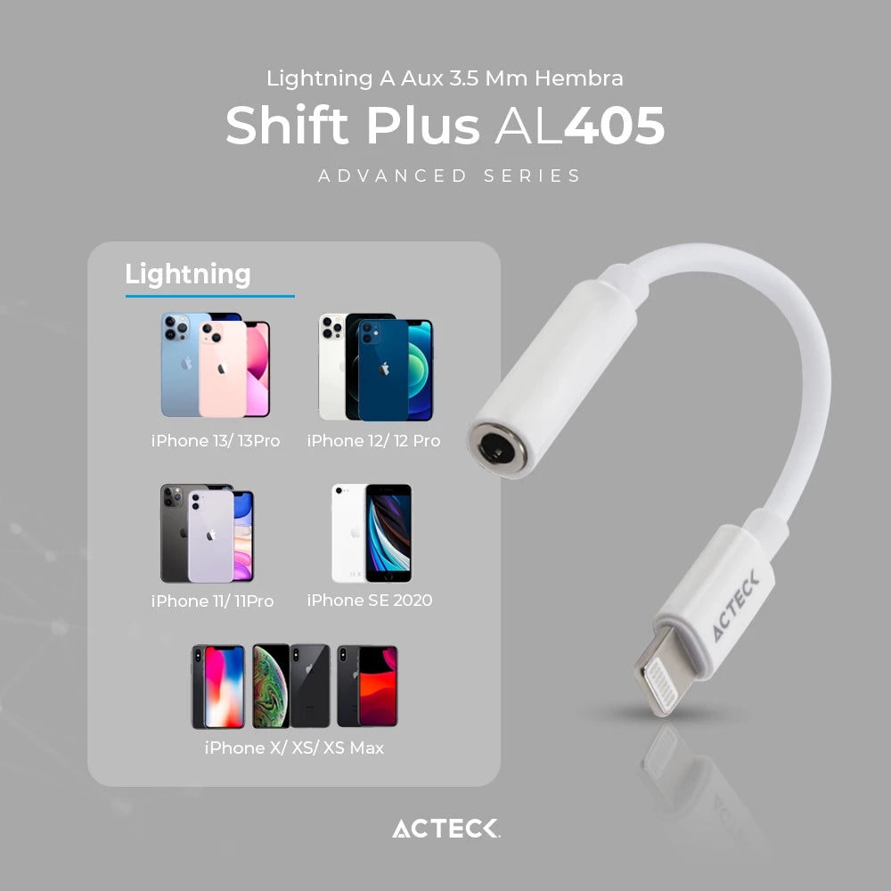 Adaptador Lightning a Jack 3.5mm | Shift Plus AL405 | Blanco
