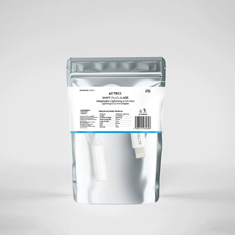 Adaptador Lightning a Jack 3.5mm | Shift Plus AL405 | Blanco