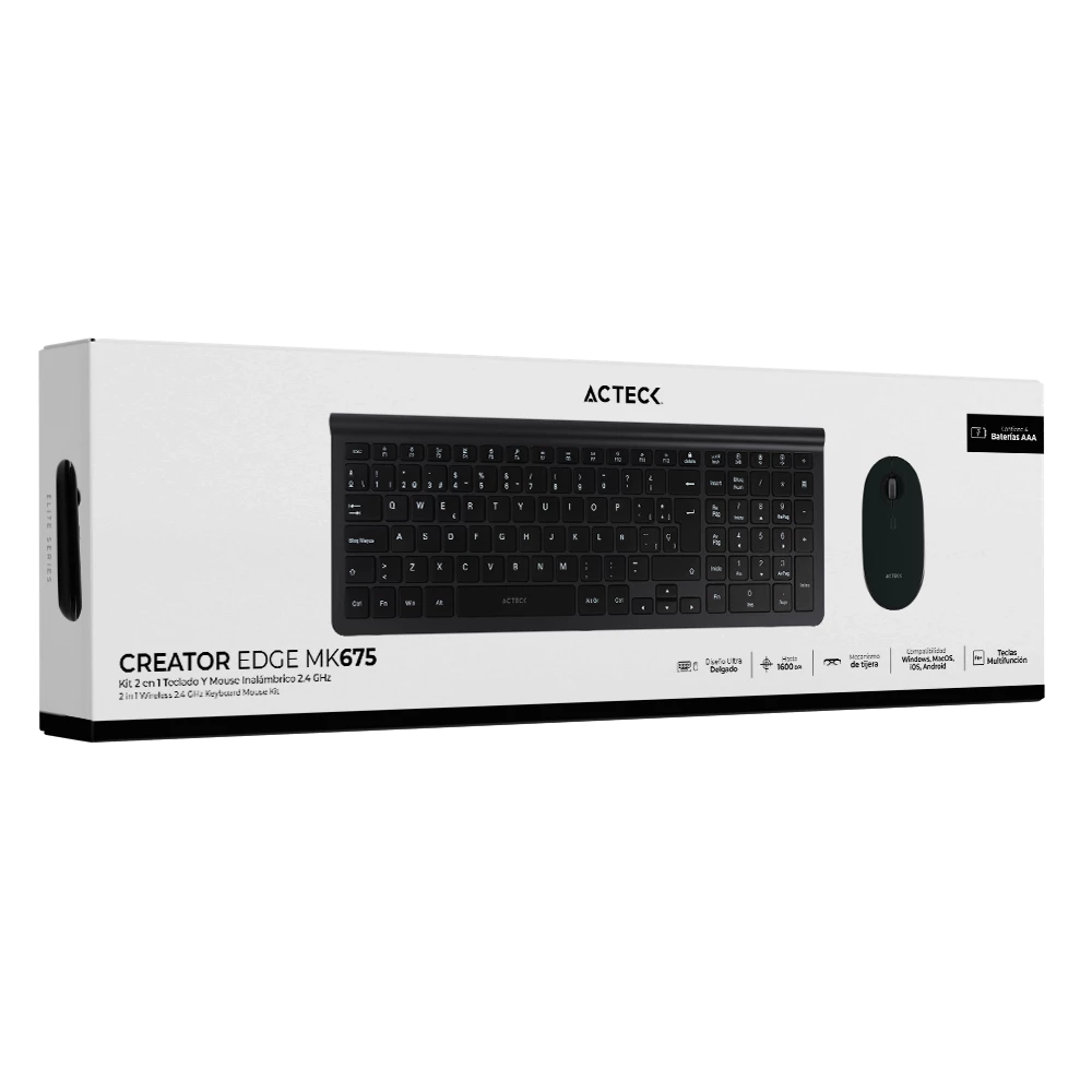 Combo 2 en 1 Teclado y Mouse Inalámbrico | Creator Inspire Edge MK675 | Grafito