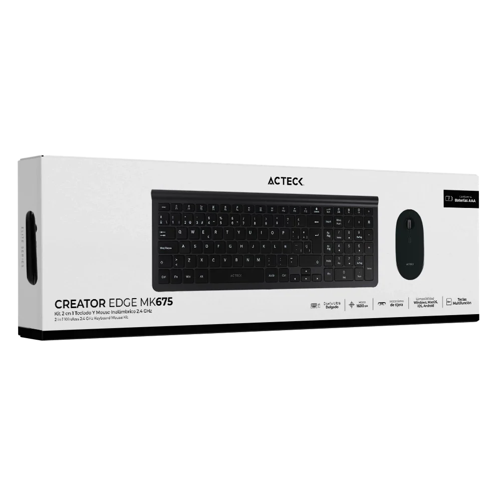 Combo 2 en 1 Teclado y Mouse Inalámbrico | Creator Inspire Edge MK675 | Grafito