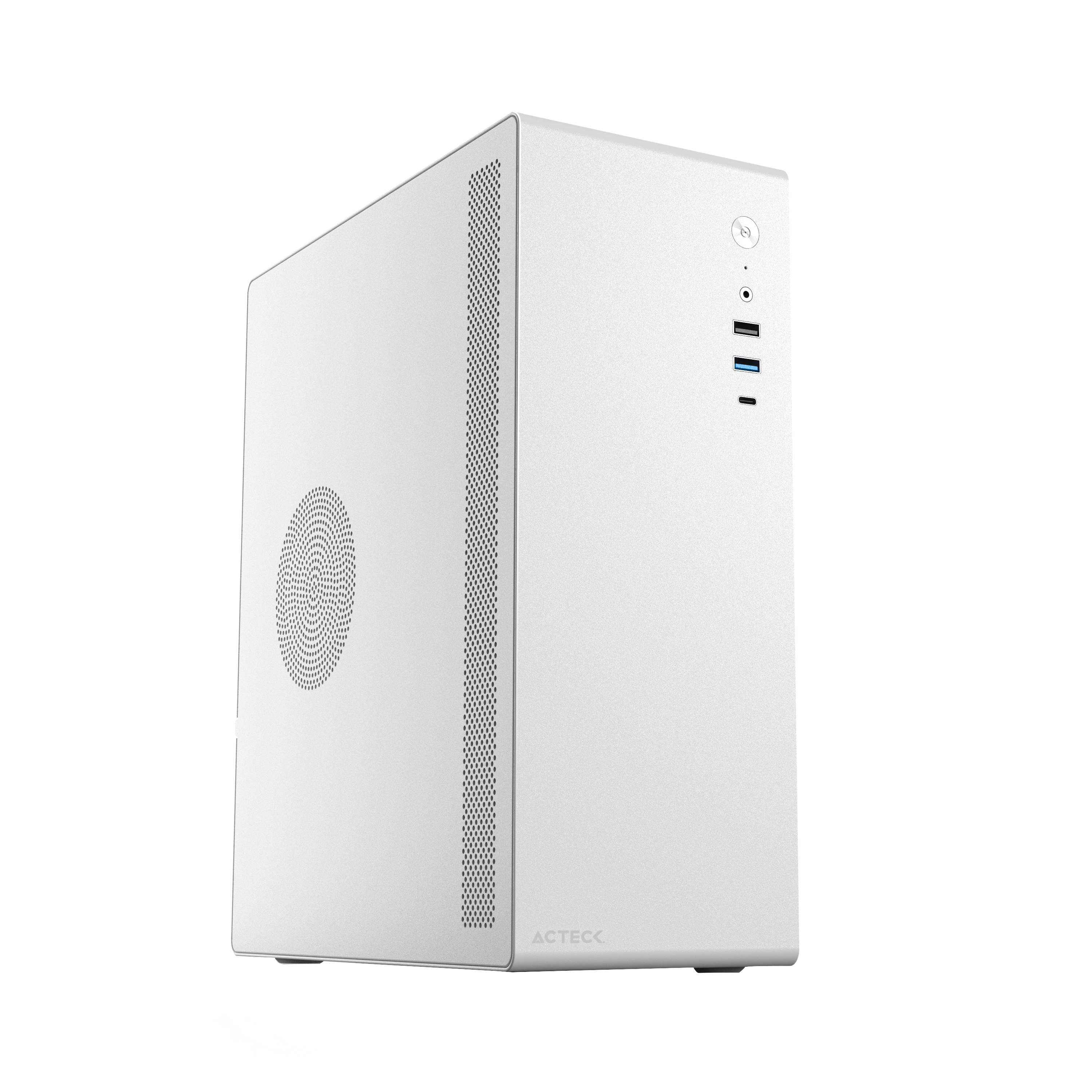 Gabinete Mini Torre | Neuss GI485 | Max MB M-ATX Fuente SFX 450 W | 1x USB 3.0 + 1x USB 2.0 + 1x USB-C 3.1 + 1xFan | Full Metálico + Frente Sólido | Blanco