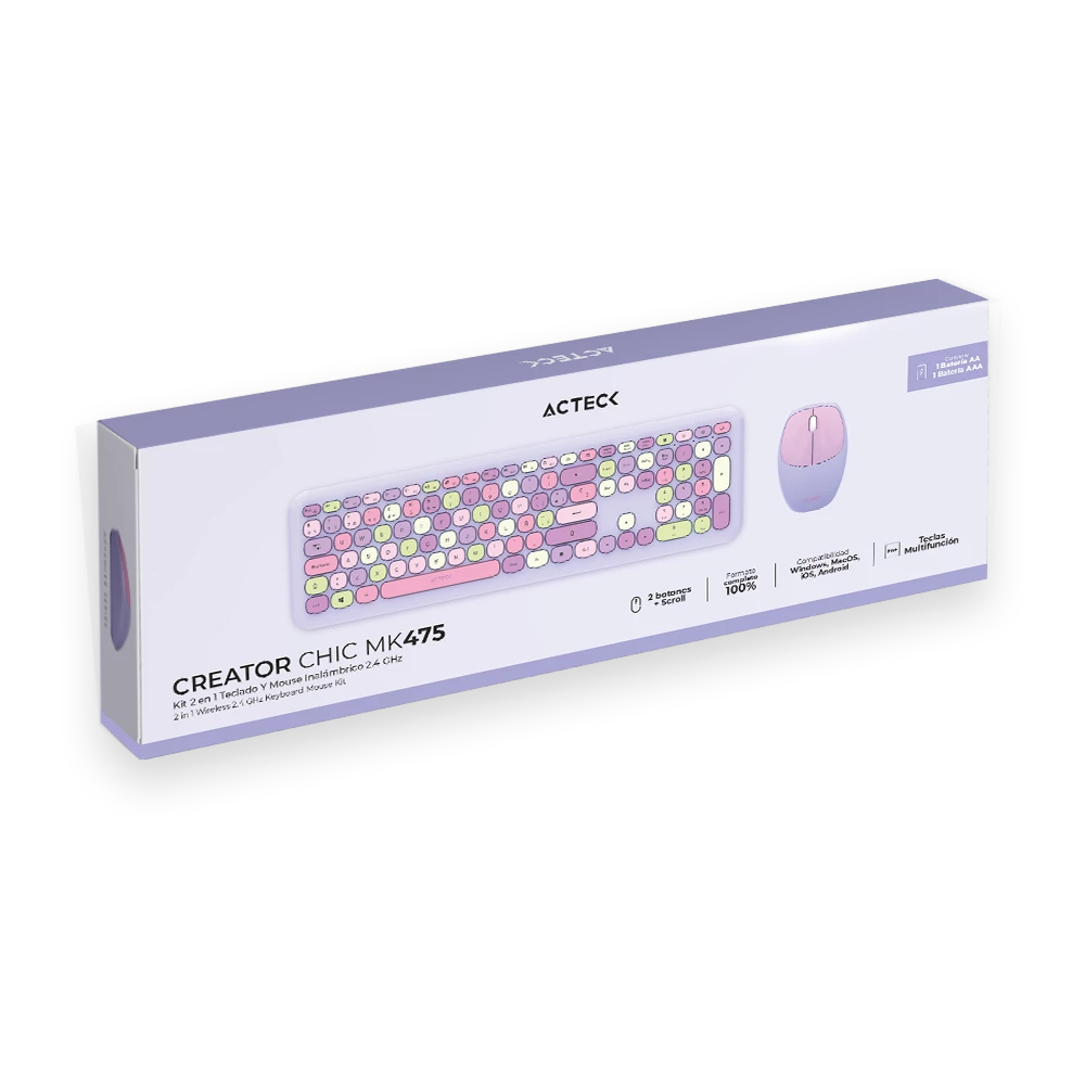 Combo 2 en 1 | Creator Chic Colors MK475 | Teclado + Mouse