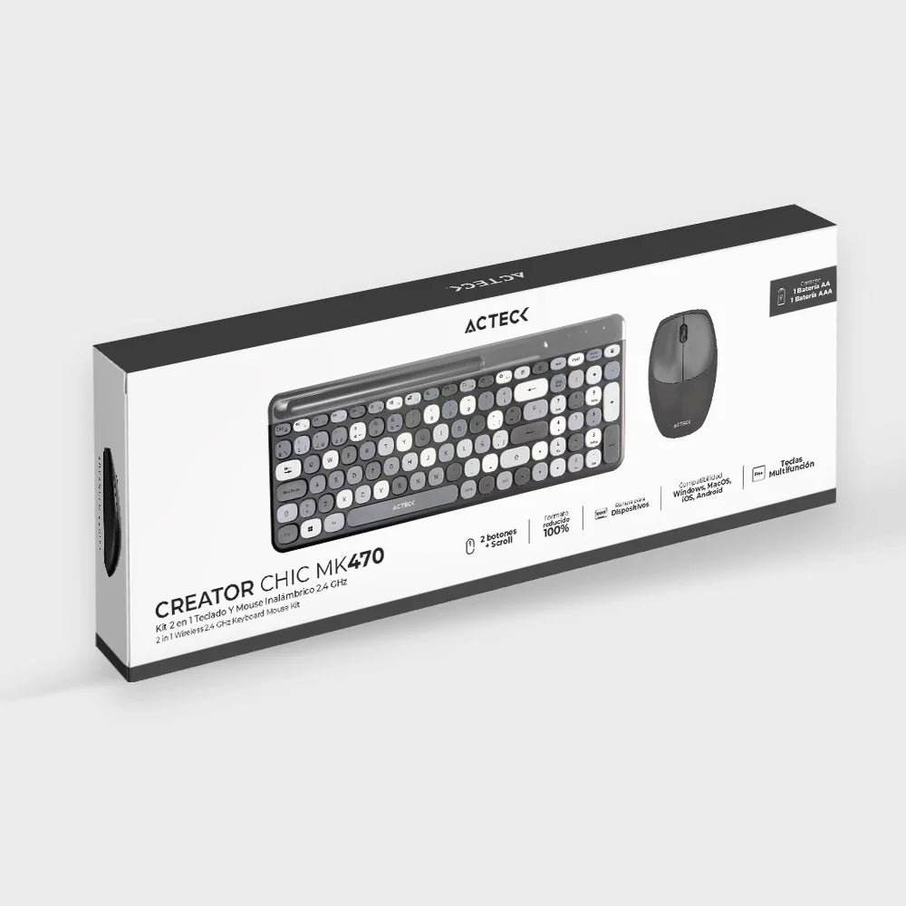 Combo 2 en 1 teclado y mouse Inalámbrico | Creator Chic Colors MK470 | Negro
