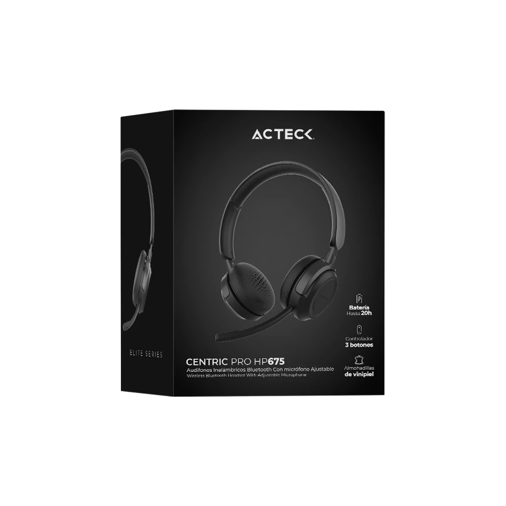 Audifonos para Negocios | Centric Pro HN660 | On Ear para Call Center Bluetooth + Mic + Control de Volumen/Silencio | Elite Series Negro