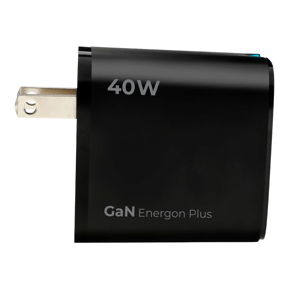 Cargador de Pared | Energon Plus CP440 | Tecnología GaN Carga Ultra Rápida | 40W | 2x USB C PD + 1x USB A | Elite Negro