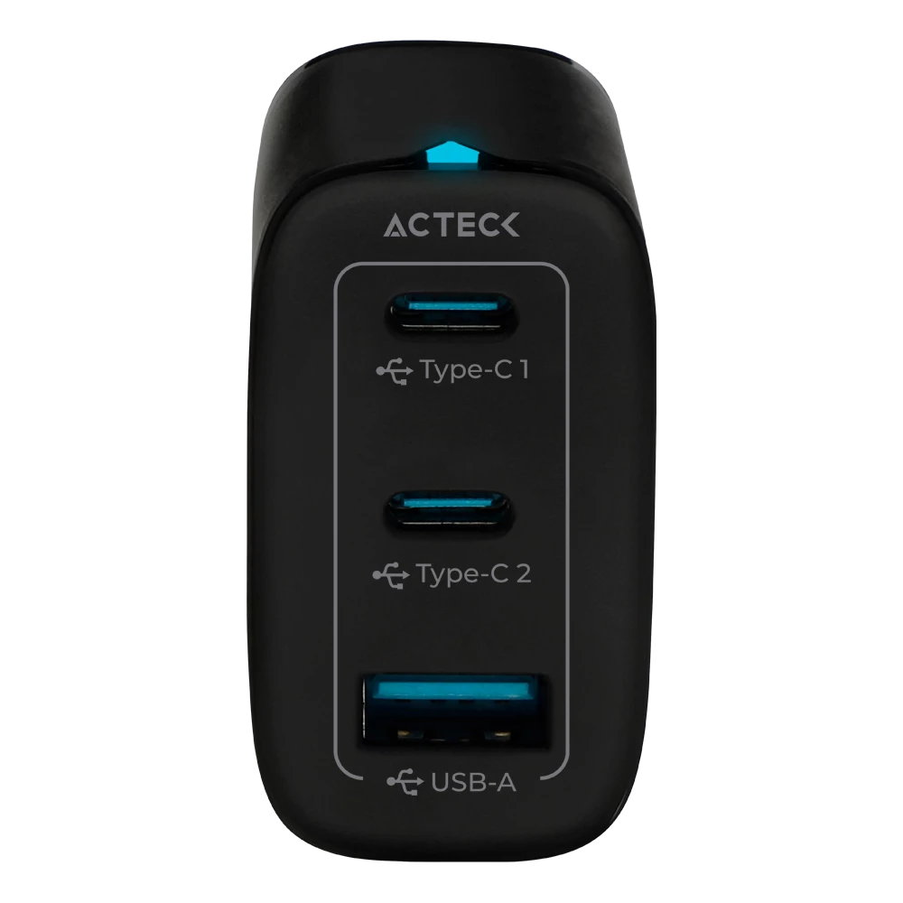 Cargador de Pared | Energon Plus CP440 | Tecnología GaN Carga Ultra Rápida | 40W | 2x USB C PD + 1x USB A | Elite Negro