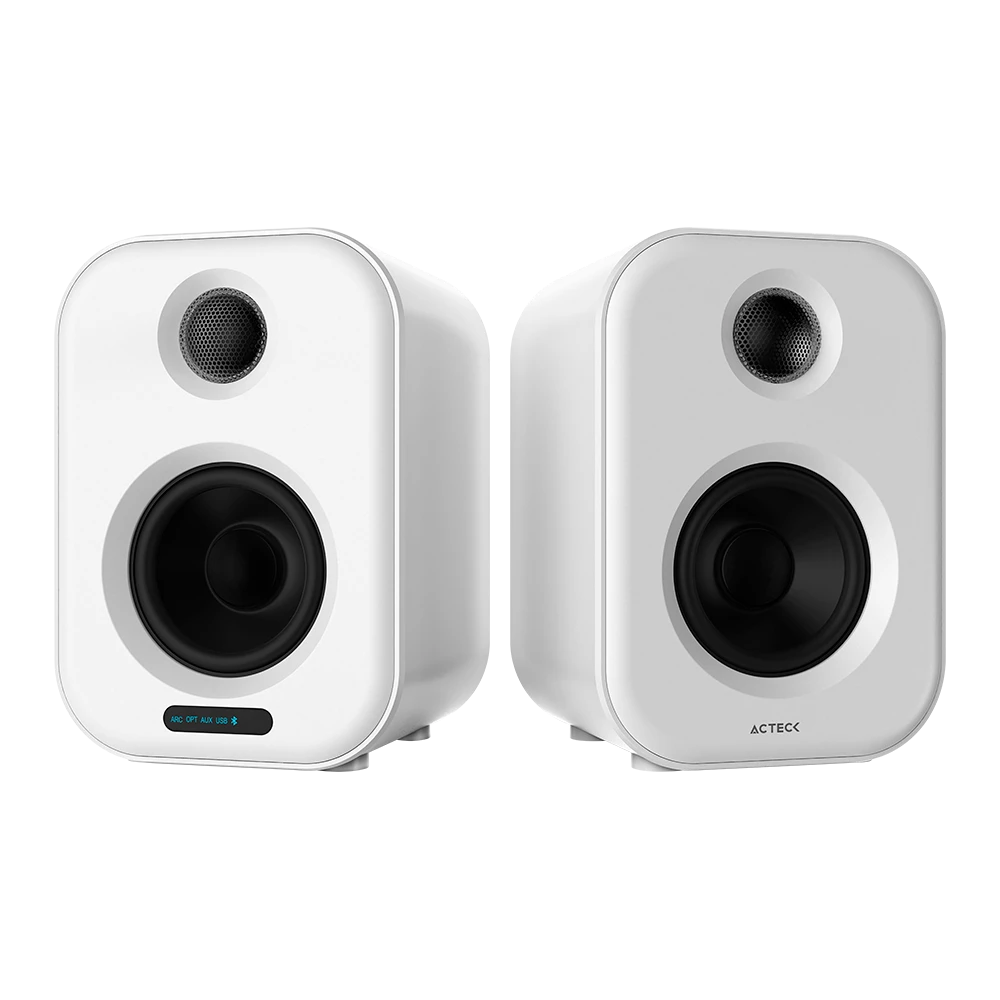 Bocinas Tipo Estudio | Dynamic Exact BS650 | 2.0 Ch Bluetooth 5.0 + RCA + 50W + Alimentación 110v | Elite Series Blanco