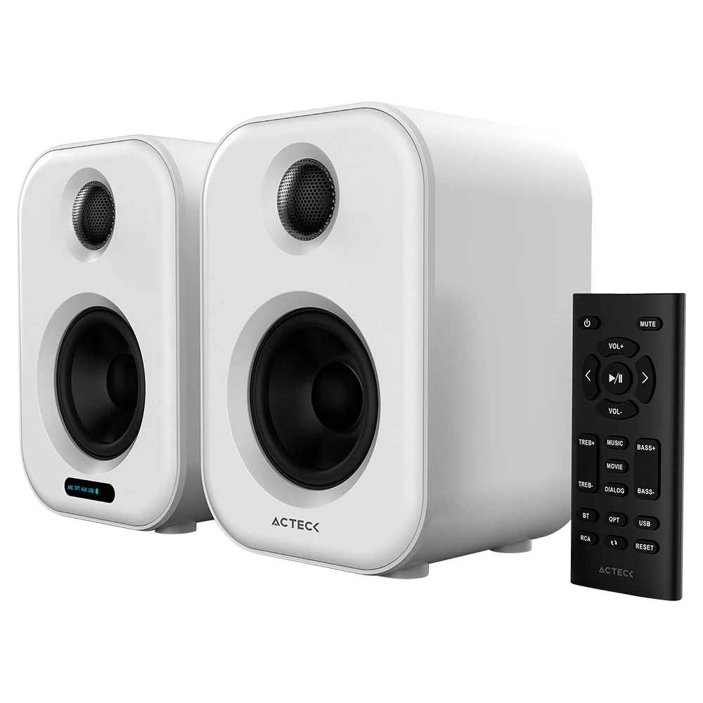 Bocinas Tipo Estudio | Dynamic Exact BS650 | 2.0 Ch Bluetooth 5.0 + RCA + 50W + Alimentación 110v | Elite Series Blanco