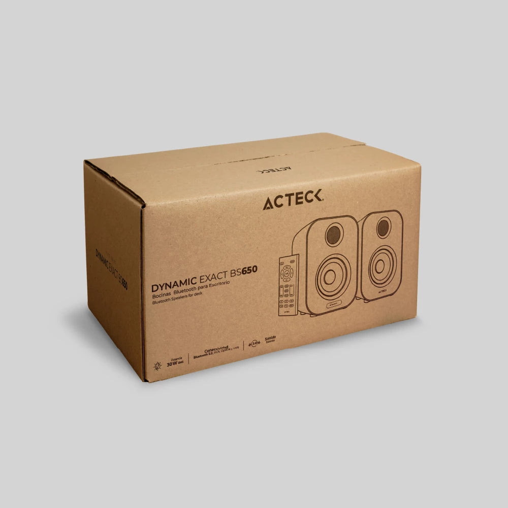 Bocinas Tipo Estudio | Dynamic Exact BS650 | 2.0 Ch Bluetooth 5.0 + RCA + 50W + Alimentación 110v | Elite Series | Blanco