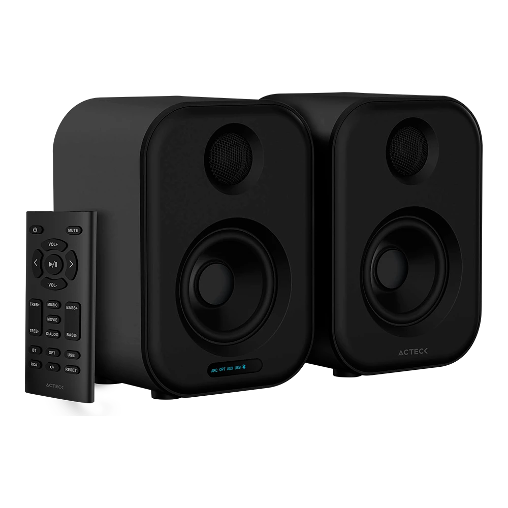 Bocinas Tipo Estudio | Dynamic Exact BS650 | 2.0 Ch Bluetooth 5.0 + RCA + 50W + Alimentación 110v | Elite Series Negro