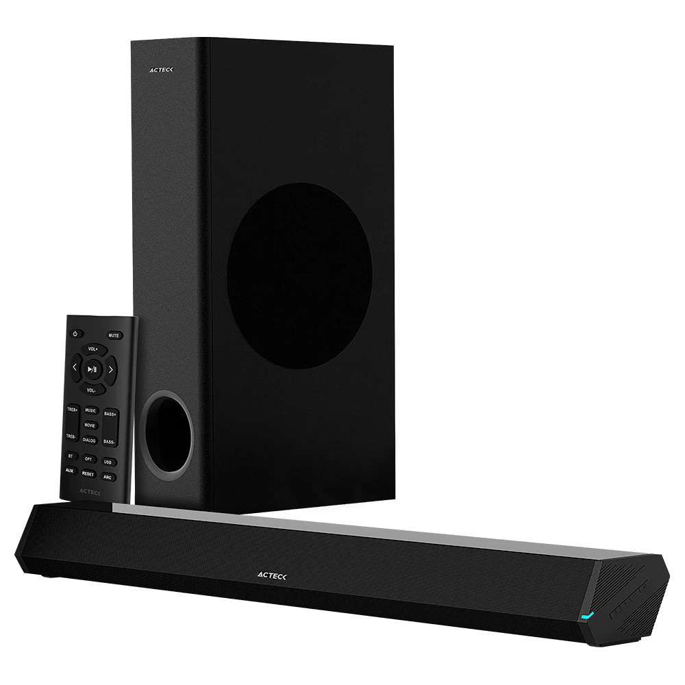 Barra de Sonido para Computo y TV | Dynamic Trim BS670 | Subwoofer Alambrico 80 cm Bluetooth + HDMI + Óptico + 70W + Alimentación 110v | Elite Series Negro