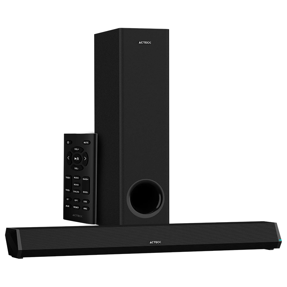 Barra de Sonido para Computo y TV | Dynamic Trim BS670 | Subwoofer Alambrico 80 cm Bluetooth + HDMI + Óptico + 70W + Alimentación 110v | Elite Series Negro