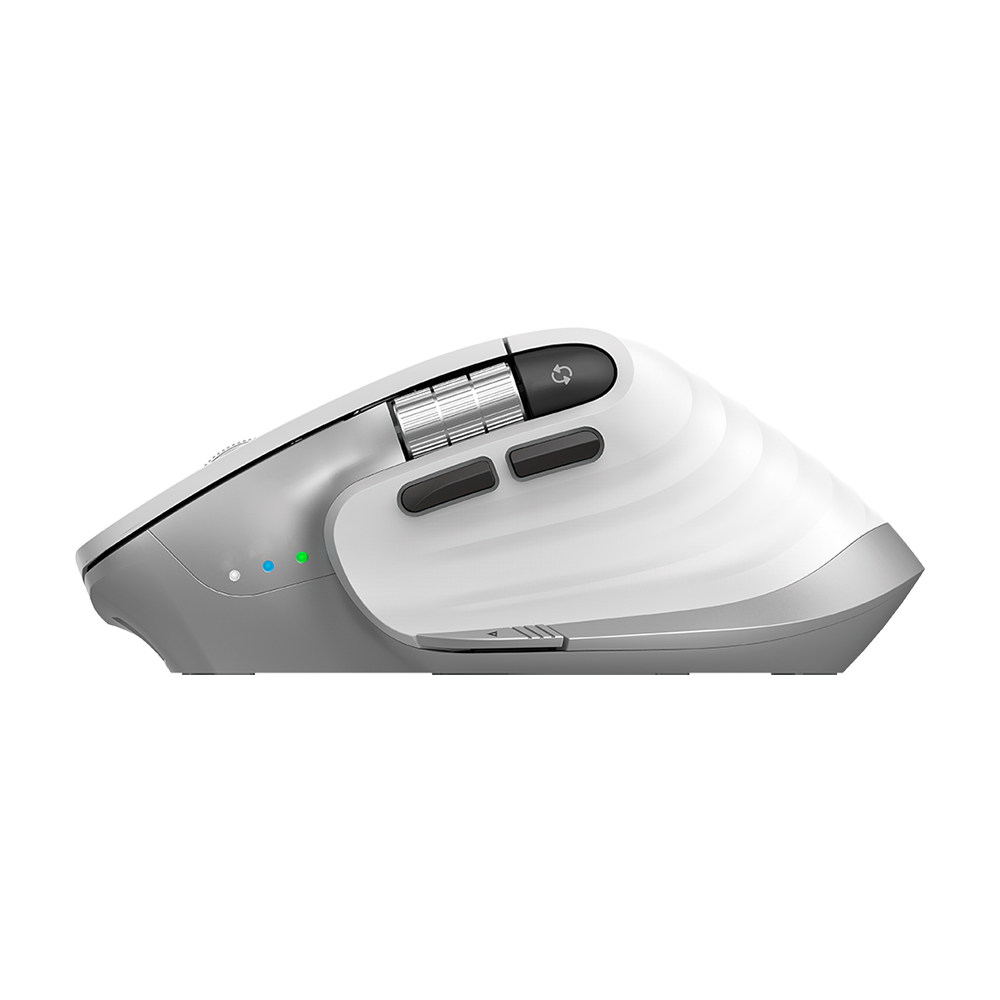 Mouse Ergonomico Profesional | Virtuos Pro MI780 | 2.4 Ghz + 2 Modos Bluetooth hasta 3,200 DPI  4 Nvl + Scroll rapido Vert y Horz + Bat Litio Recargable 50h + USB-C Elite Series Blanco