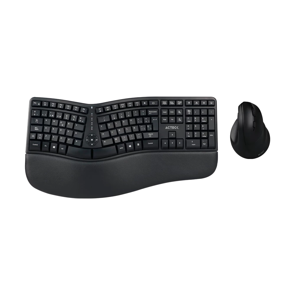 Combo Creator Virtuos Fitt MK770 2 en 1 + Inalámbrico / 2.4 GHz + Teclado Ergonómico + Mouse Vertical/ Recarga USB C / Negro