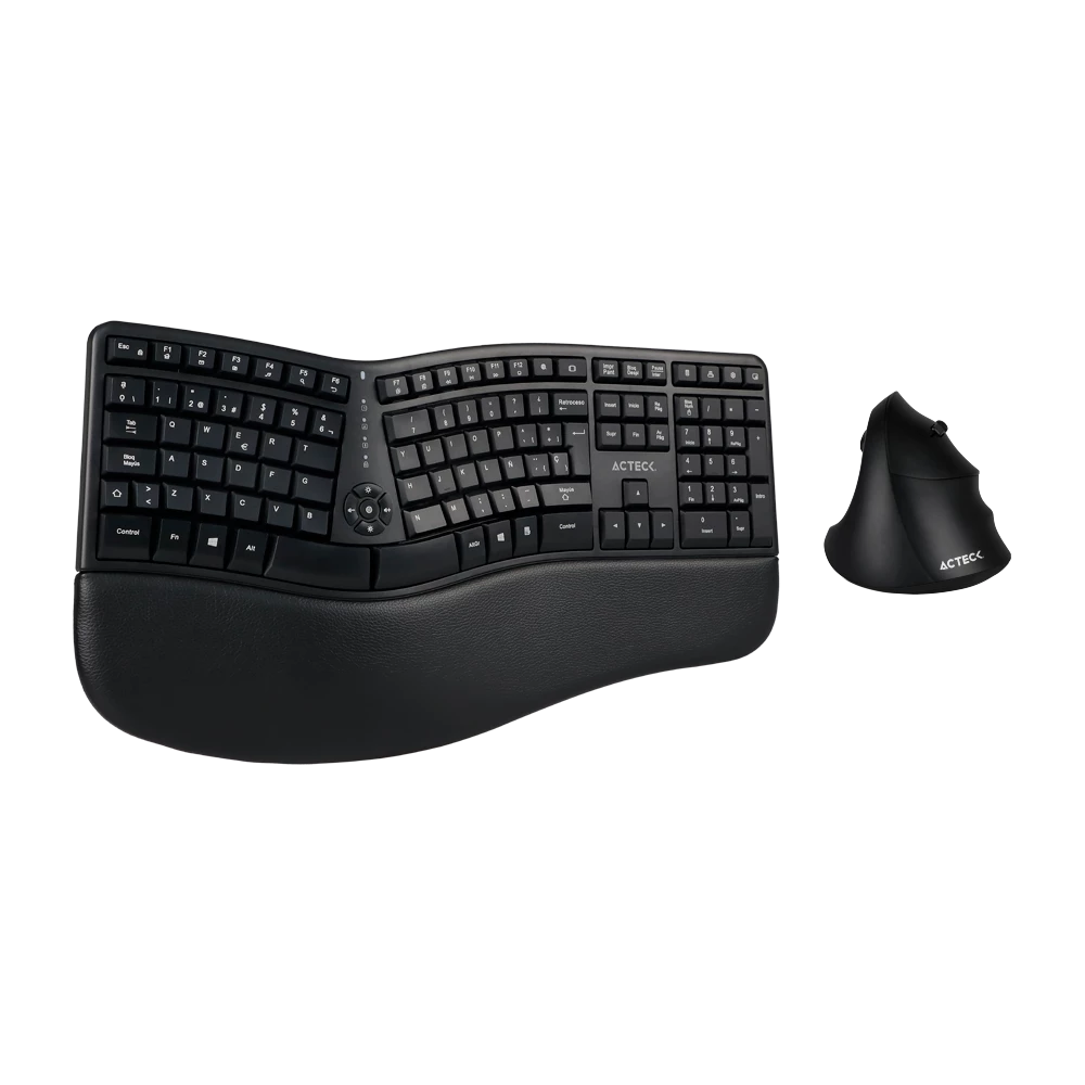 Combo Creator Virtuos Fitt MK770 2 en 1 + Inalámbrico / 2.4 GHz + Teclado Ergonómico + Mouse Vertical/ Recarga USB C / Negro