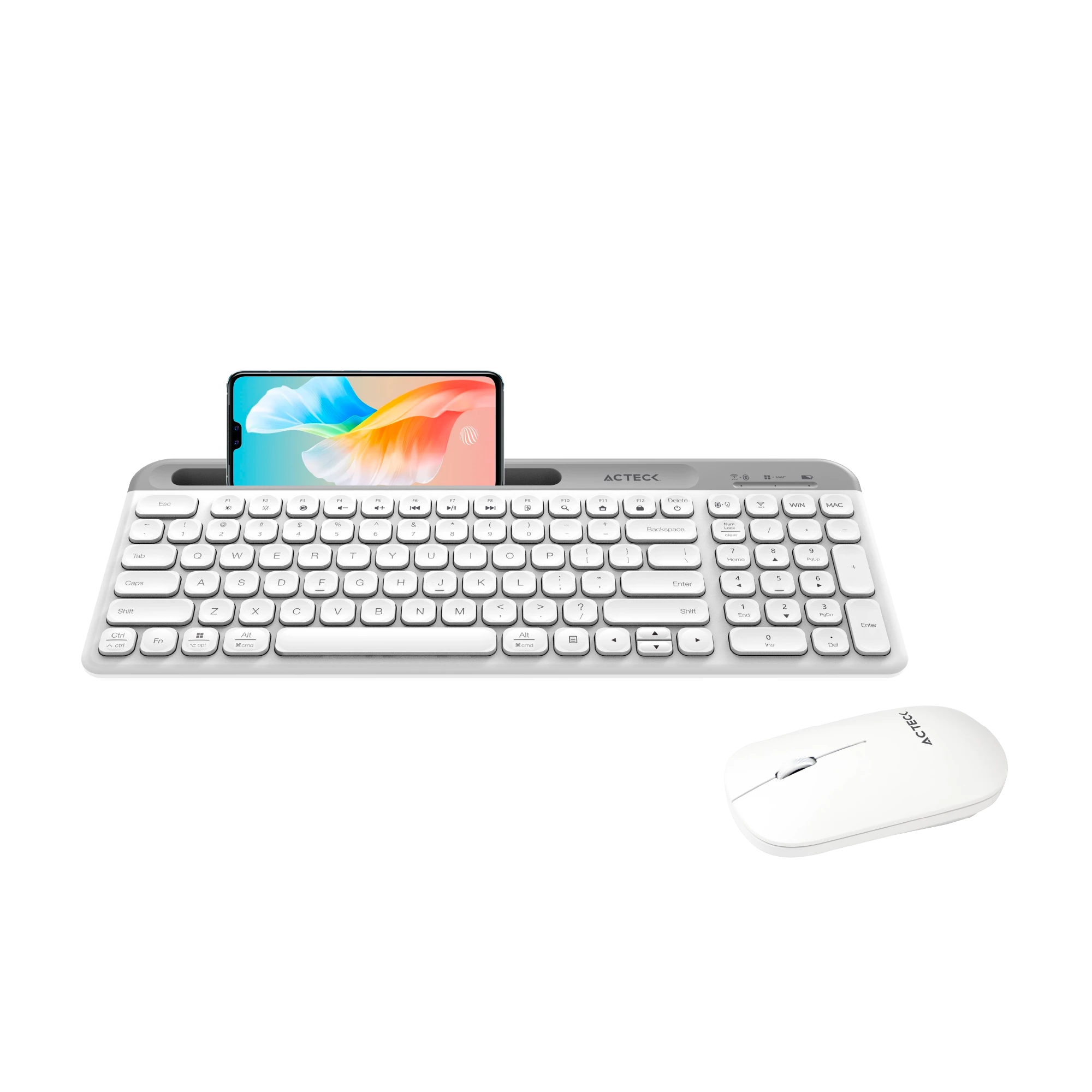 Combo Creator Virtuos Silk MK720 2 en 1 / Teclado Ergonómico + Mouse Vertical/ Inalámbrico 2.4 GHz+ Recarga USB C / Blanco