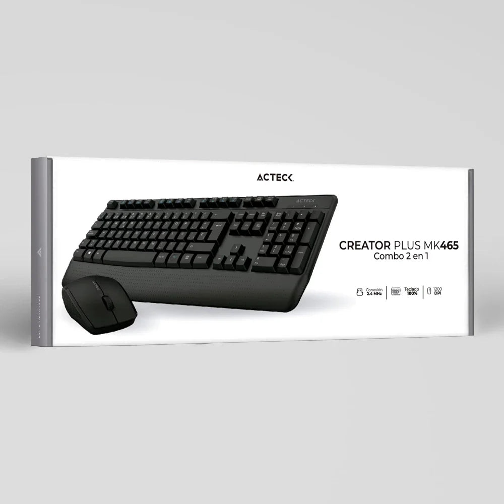 Combo 2 en 1 teclado y mouse Inalámbrico | Creator Plus MK465 | Negro