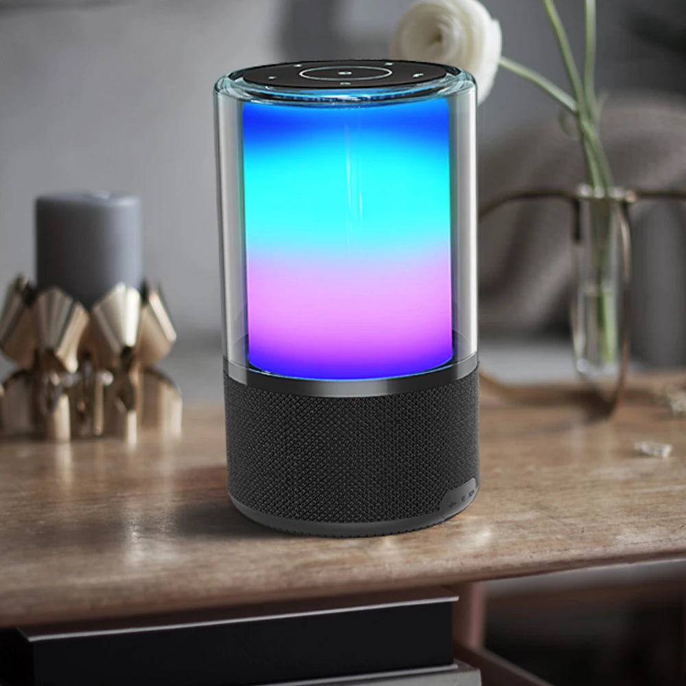 Bocina Portátil de ambientación | Glee Pure AP70 | Bluetooth 5.2 + 20W + Alimentación Tipo-C- Iluminación de Efectos Batería Recargable Li-Ion de 5h | Elite Series | Negro